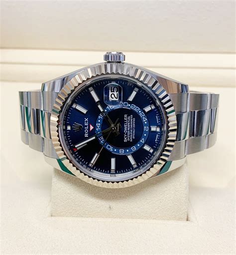 rolex sky dweller steel blue face|rolex sky dweller watch price.